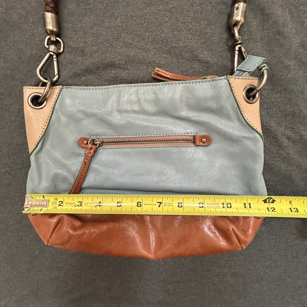 The Sak 100% Leather Hobo Shoulder Bag Blue Brown Braided Strap Purse - Picture 14 of 16